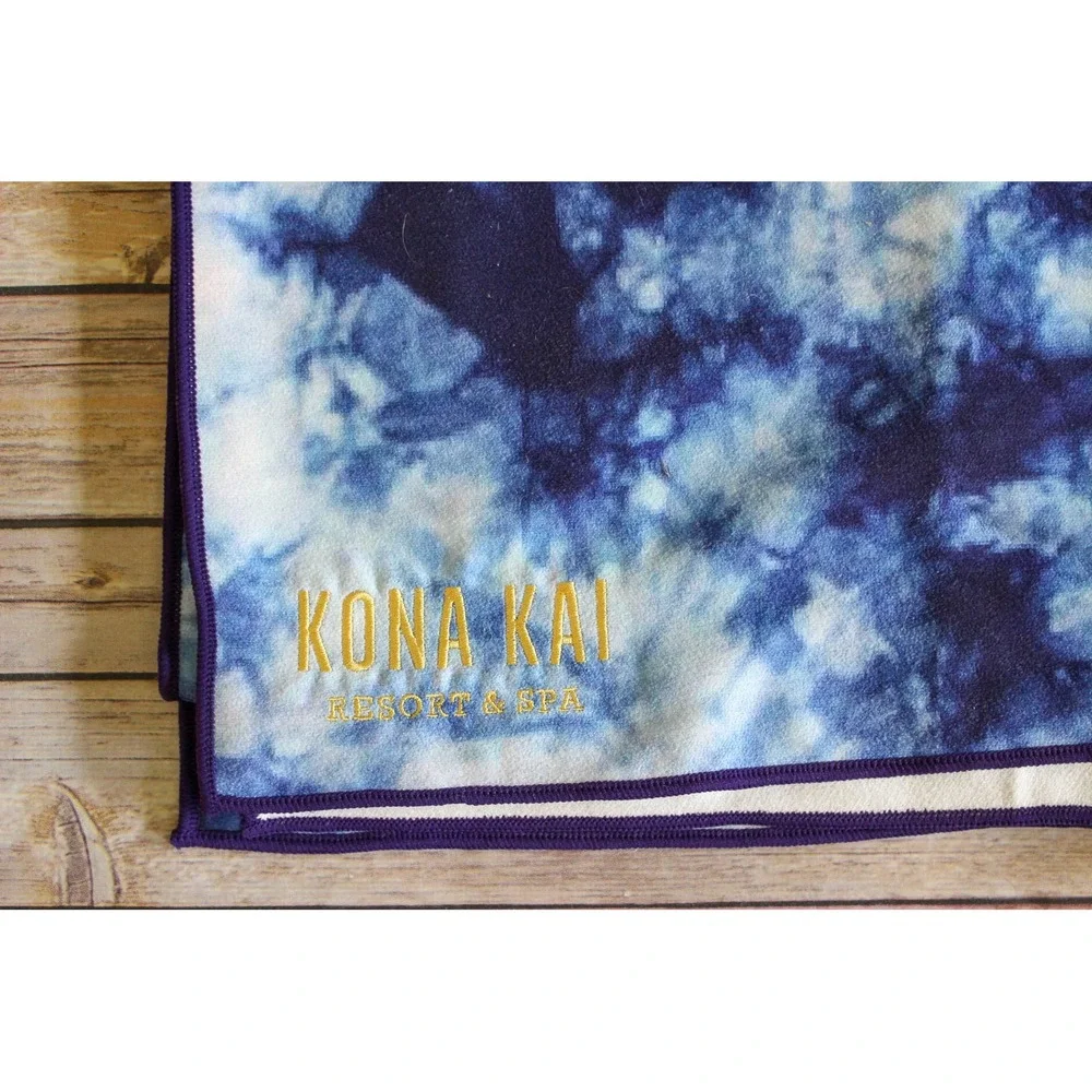 Kona Kai Yoga Mat Towel Blue Tie Dye Microfiber Quick Dry Slippa Resort Spa